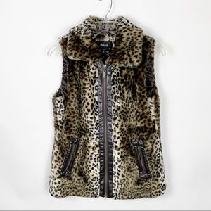 Style & Co Faux Fur Leopard Vest, Size Petite Small